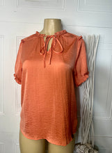 Load image into Gallery viewer, *CLEARANCE* Peach Short Sleeve Silky Top