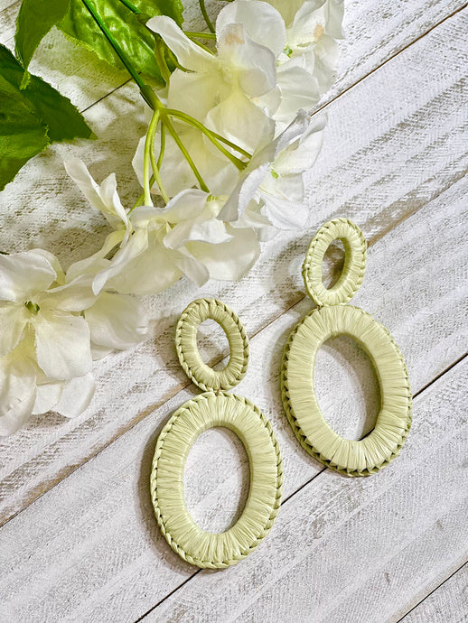 Karina Green Cornhusk Dangle Earrings