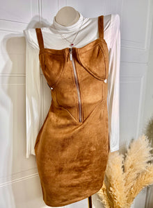 Sienna Suede Spaghetti Strap Mini Dress