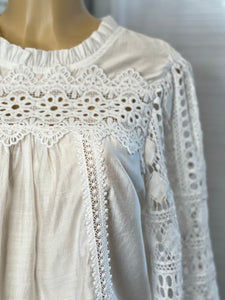 Brooke Beige Lace Long Sleeve Top
