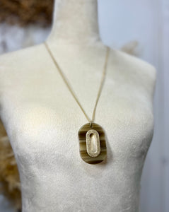 Sandra Marbleized Acrylic Gold Chain Necklace