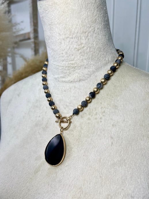 Laila Gold Tone Beaded Precious Stone Necklace