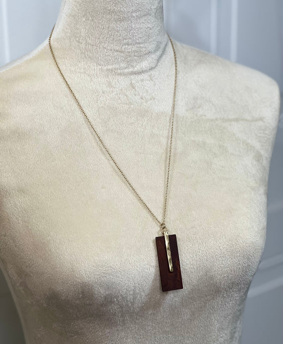 Karime Gold Wooden Long Necklace