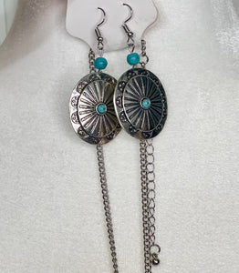 Aleyza Silver Tone Set of Earrings and Necklace Medallion