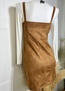 Sienna Suede Spaghetti Strap Mini Dress