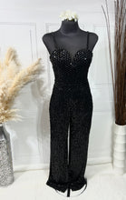 Load image into Gallery viewer, Brittney Black Adjustable Straps Sequence Jumpsuit