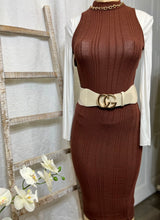 Load image into Gallery viewer, Belinda Chocolate or Marsala Mock Neck Midi Sweater Dress