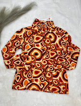 Load image into Gallery viewer, Brown/Orange Abstract Colorful Button up Collard Top