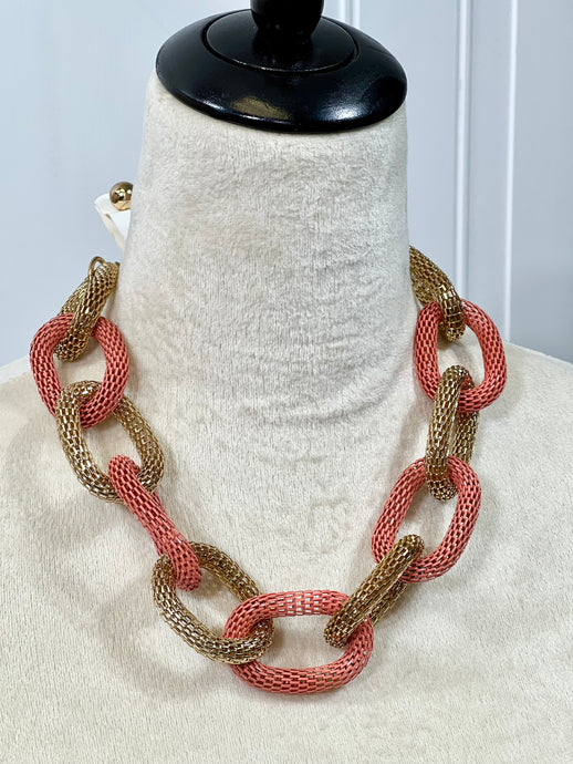 Sadie Gold/Rust Chunky Chain Necklace With Earrings