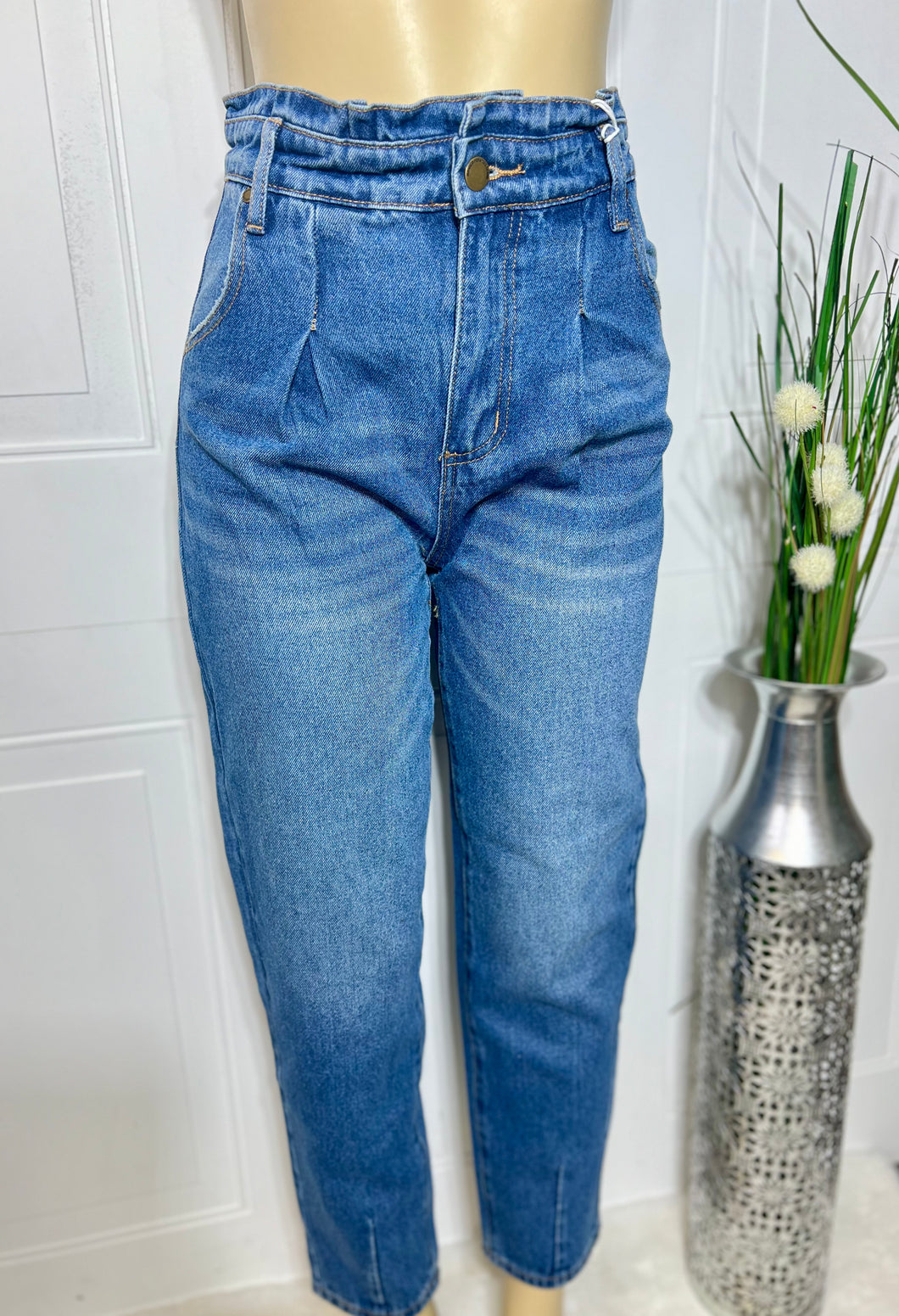 Cristina Balloon Denim Straight Leg Jeans