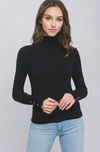 Tabitha Black Or Ivory High Neck Long Sleeve Knit Top