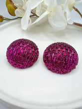 Load image into Gallery viewer, Julia Pink, Blue and Gray Swarovski Jumbo Button Studded Earring