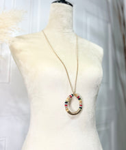 Load image into Gallery viewer, Laura Gold multi-color Long Hoop Necklace