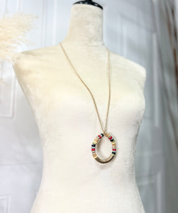 Laura Gold multi-color Long Hoop Necklace