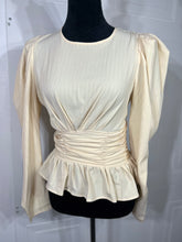 Load image into Gallery viewer, Larissa Cream Long Sleeve Smocked Waist Top