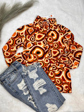 Load image into Gallery viewer, Brown/Orange Abstract Colorful Button up Collard Top