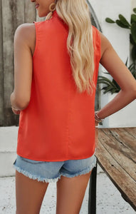 Carolina Orange Round Neck Sleeves Top