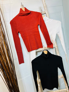 Cynthia Black, Off White, Redwood, Turtleneck Long Sleeve Sweater