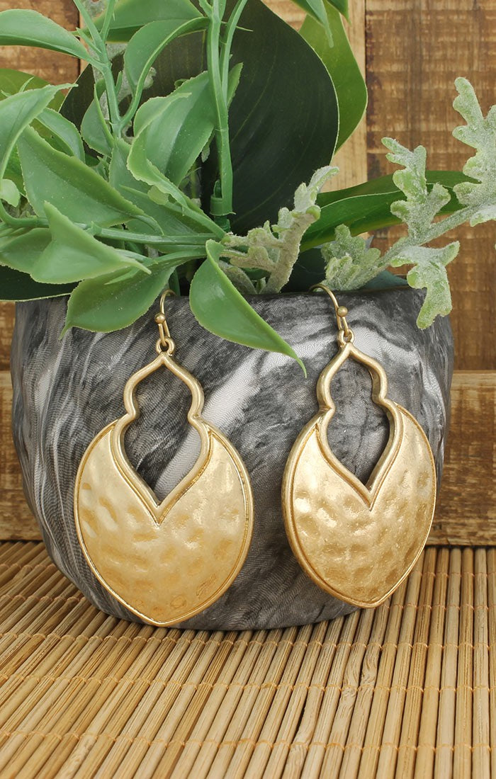 Gold Arabesque Hammered Earring