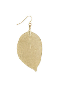 Gold Natural Leaf Earring