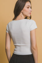 Load image into Gallery viewer, Ariana White or Black Buttoned Up Short Sleeve Scoop Neck Top