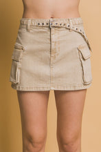 Load image into Gallery viewer, Bella Cargo Denim Mini Skirt with Adjustable Belt