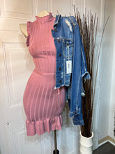 Load image into Gallery viewer, Riley Black or Dusty Pink Sleeveless Ribbed High Neck Dress