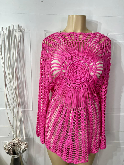 Sabrina Hot Pink or White Knitted Cover Ups