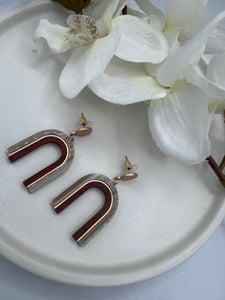 Teresa Gold and Wooden Resin Earrings