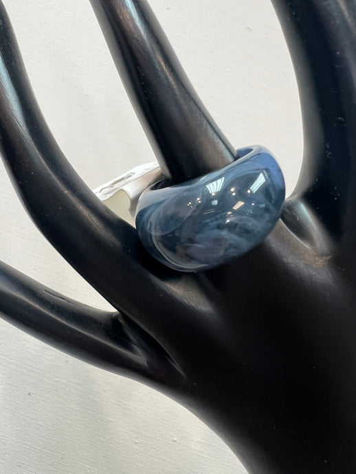 Navy Blue Marble Acrylic Ring