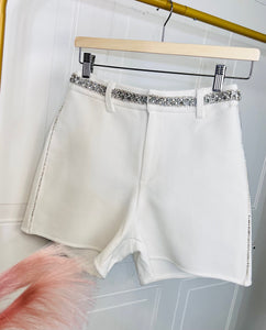 Eva Pink or White Rhinestone Detail Shorts