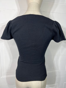 Ariana White or Black Buttoned Up Short Sleeve Scoop Neck Top