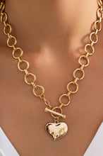 Load image into Gallery viewer, Melissa Hammered Style Gold Heart Front Toggle Necklace