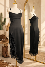 Load image into Gallery viewer, Riley Western Cowgirl High Slit Lace Ruffle Strappy Dress