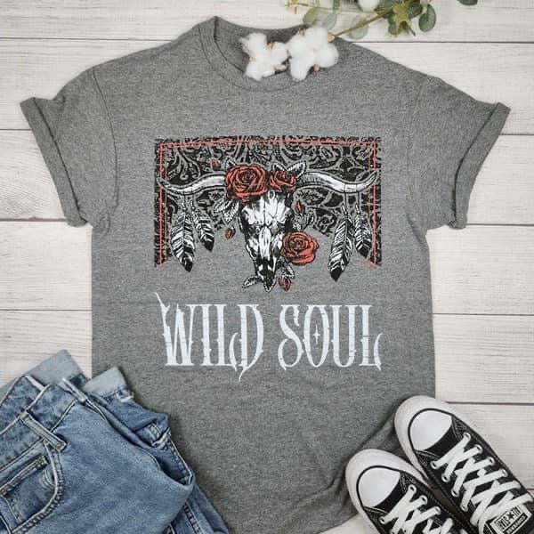 Alice Graphite Hether “wild soul at heart Tee”