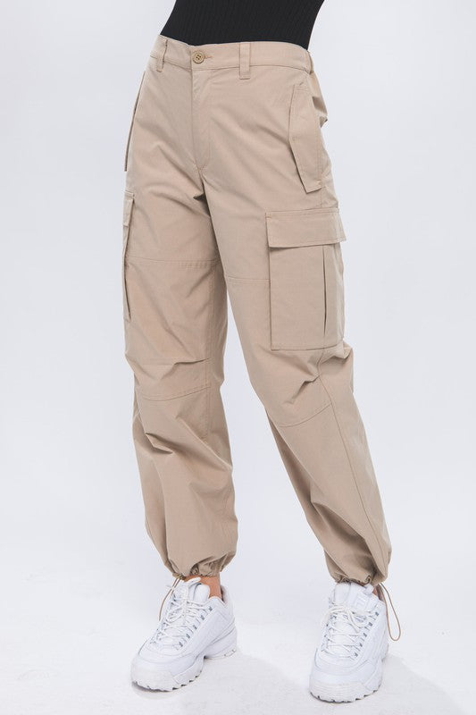 Andrea Khaki Parachute Pants