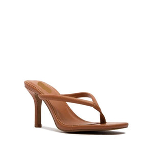 Brenna Camel Thong Heel Sandal