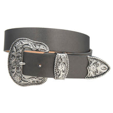 Load image into Gallery viewer, Rowena Silver Buckle Western Style Leather Belt