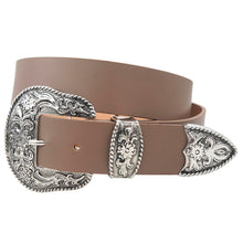 Load image into Gallery viewer, Rowena Silver Buckle Western Style Leather Belt