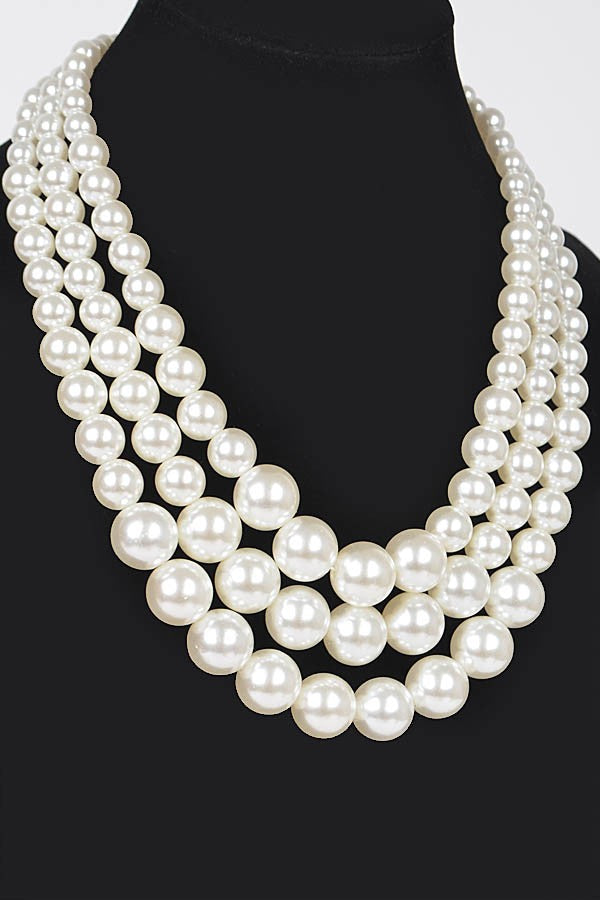 Marilyn 3 Strand Inspired Pearl Short Necklace – Vianney's