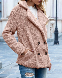 Brooke Brown, Pink and Khaki Plush Lapel Coat