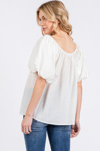 Mickaela Missy Puff Sleeve Mauve or White Top