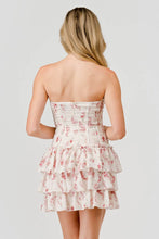 Load image into Gallery viewer, Yessenia White/Pink Strapless Corset Floral Midi Dress