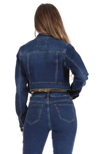 Kim Long Sleeve Stretchy Denim Crop Jacket