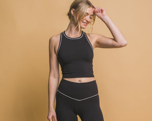 Alexa Contrasting Black and White Yoga Tank Top