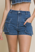 Load image into Gallery viewer, Marlene High Waist denim cargo shortst
