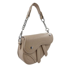 Load image into Gallery viewer, CD Inspired Black, Ivory or Beige Saddle Style Bag with White Stitching