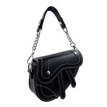 Load image into Gallery viewer, CD Inspired Black, Ivory or Beige Saddle Style Bag with White Stitching