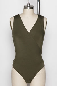 Mariah Fine Olive, Slate Blue or Black V-Neck Bodysuit