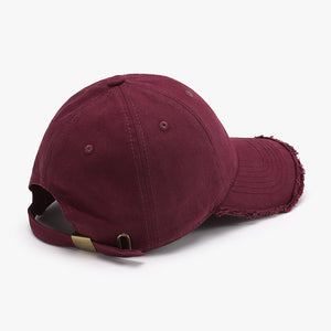 Ashley Distressed Baseball Burgundy Cap